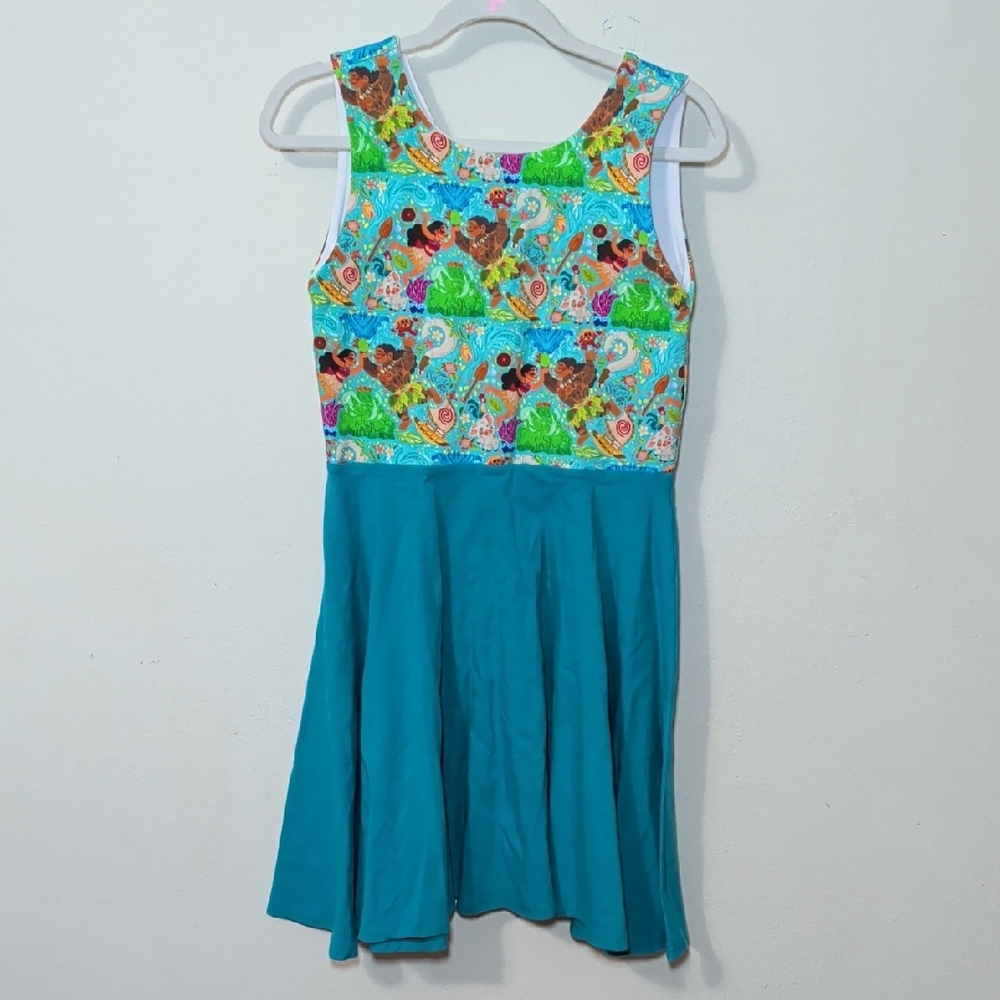 Malia + Kai Moana Twirl Dress Teal Skirt Cotton Summer Comfy Girls Size 7